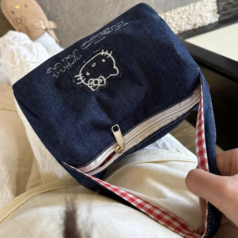 Kawaii Embroidered Makeup & Cosmetic Bag Large Capacity Travel Organizer Clutch Tote Satchel