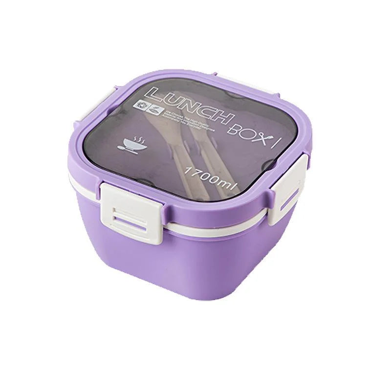 All-in-One Salad Lunch Container 50 fl oz (1.5 L) Stackable Bento Box – 3-Compartment Tray, Leak-Proof Dressing Cup & Reusable Utensils, Dishwasher & Microwave Safe