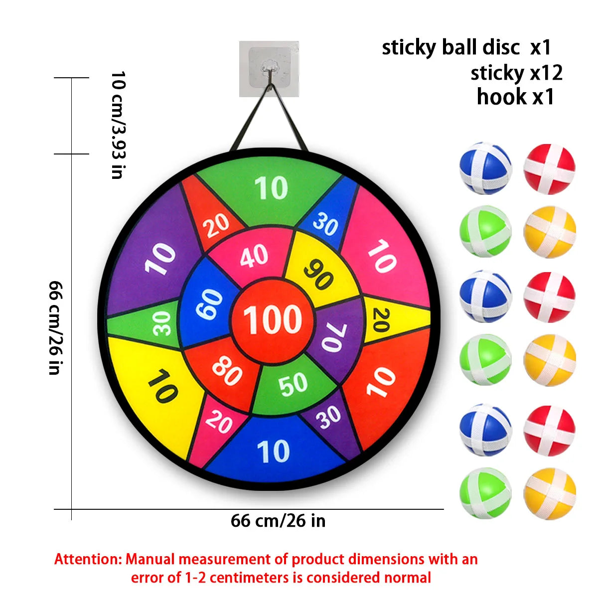12-Pack Sticky Ball Dart Disc Set – 36 cm (14.2 in) Suction Sticky Balls for Kids, Indoor & Outdoor Party Game, Birthday Gift