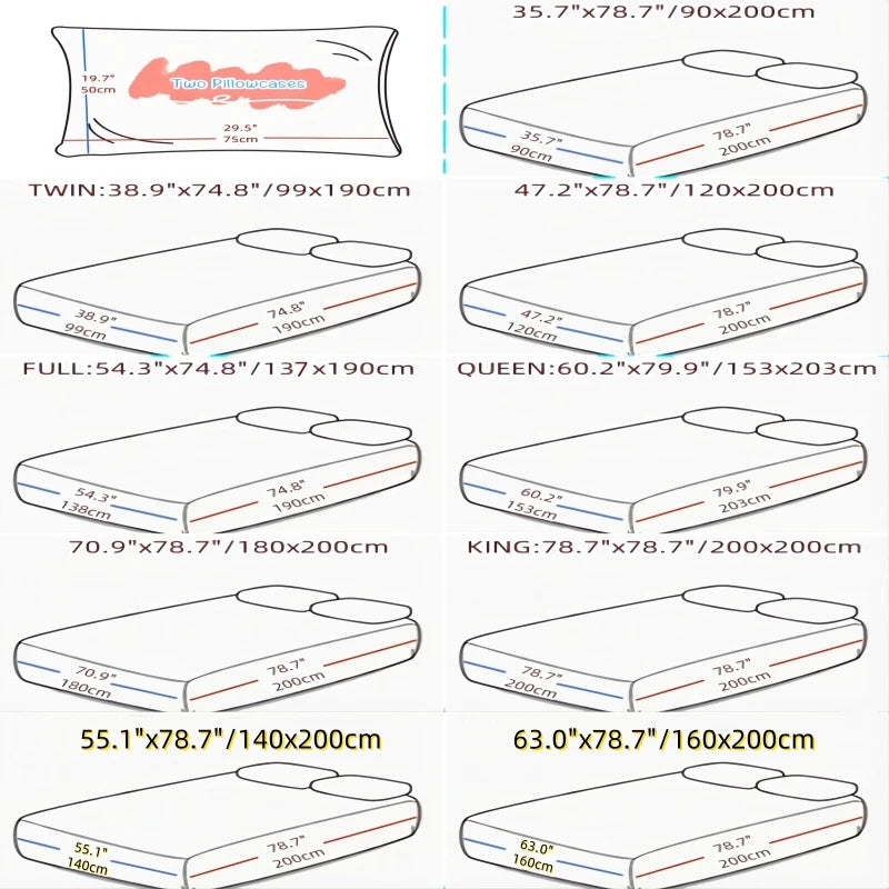 3-Piece Queen Size Polyester Bedding Set - Fitted Sheet, Pillowcases & Elastic Mattress Cover