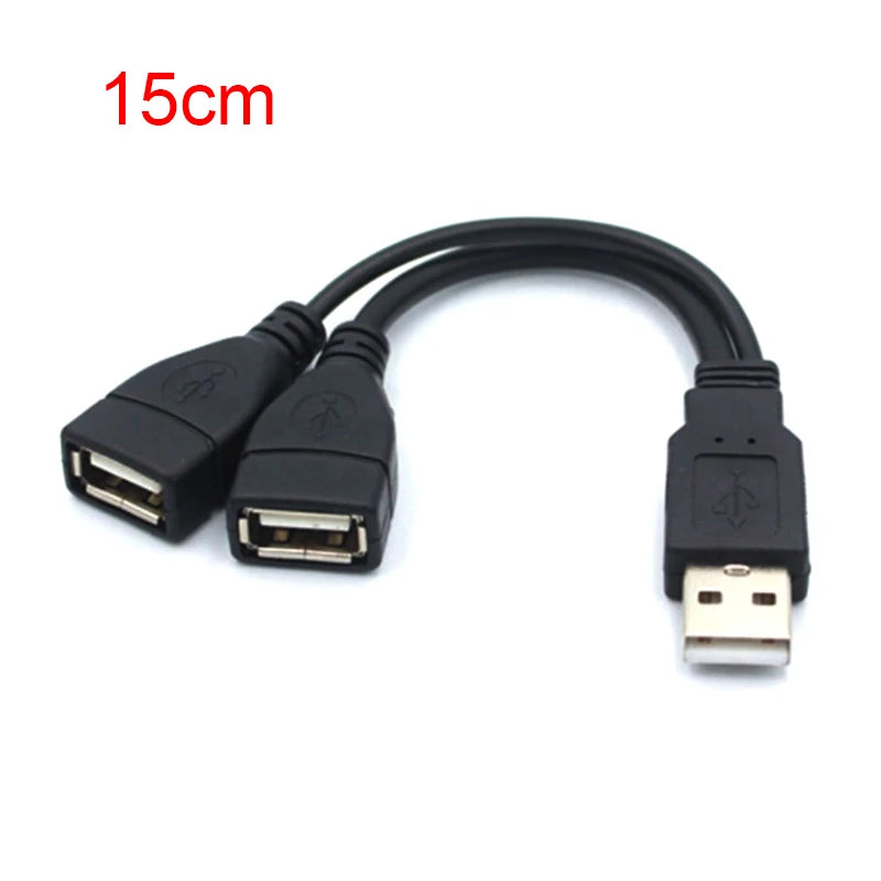 USB 2.0 A Male to Dual USB-A Female Y Splitter Cable - Data + Charging, 15 cm / 30 cm (5.9 in / 11.8 in)