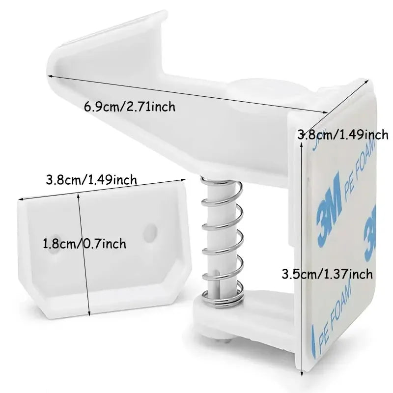 10-Pack Invisible Baby Cabinet Locks – No-Drill Adhesive Child Safety Locks for Drawers & Cabinets, White