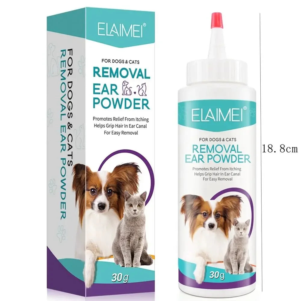 Pet Ear Hair Removal Powder for Dogs & Cats – Ear Care, Earwax, Odor & Mite Control