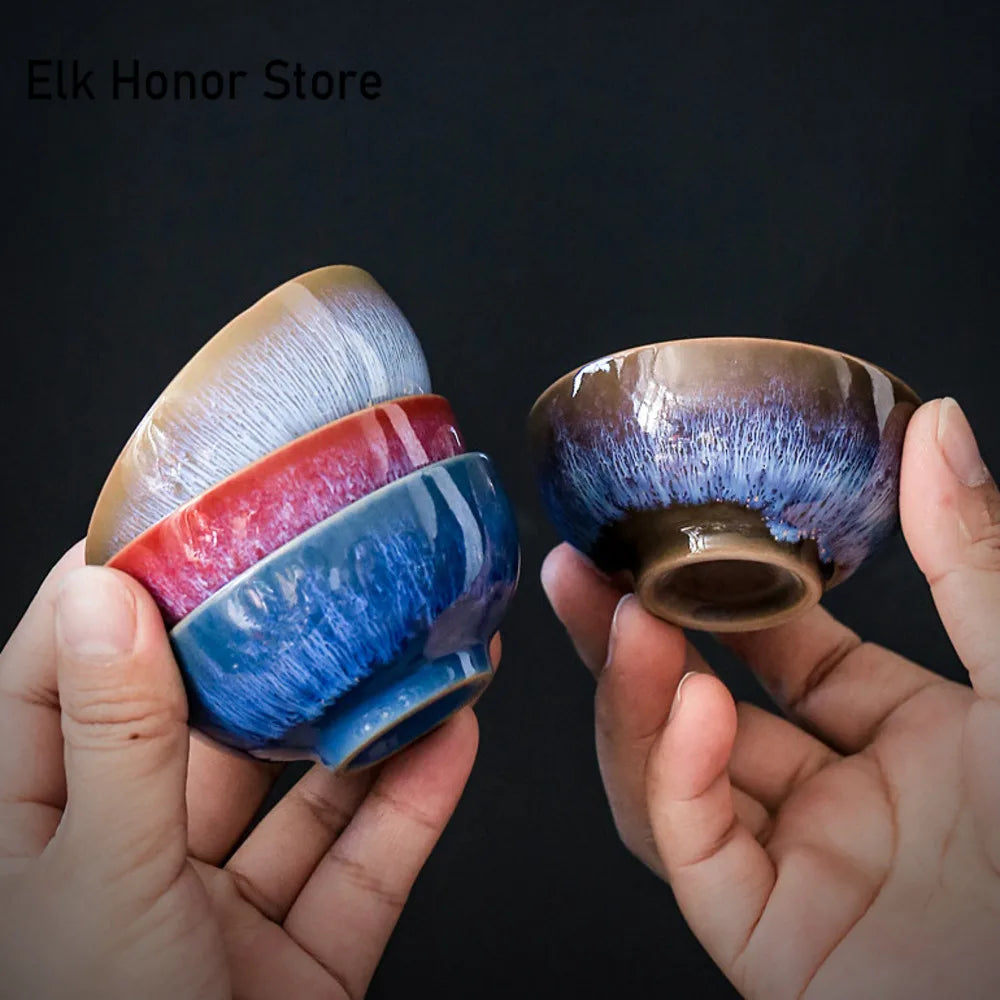 45ml (1.5 fl oz) Ceramic Tasting Teacup – Satin Blue Jianzhan Master Cup for Gongfu Tea