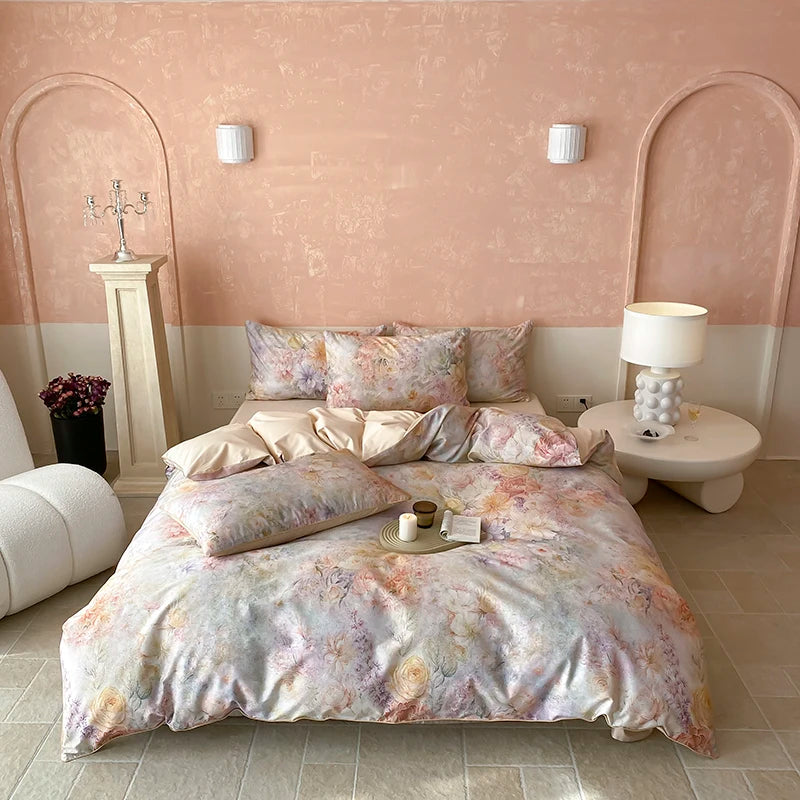 100% Egyptian Cotton 4-Piece Duvet Cover Bedding Set - Duvet Cover with Flat or Fitted Sheet & 2 Pillowcases (Double/Queen/King/AU)