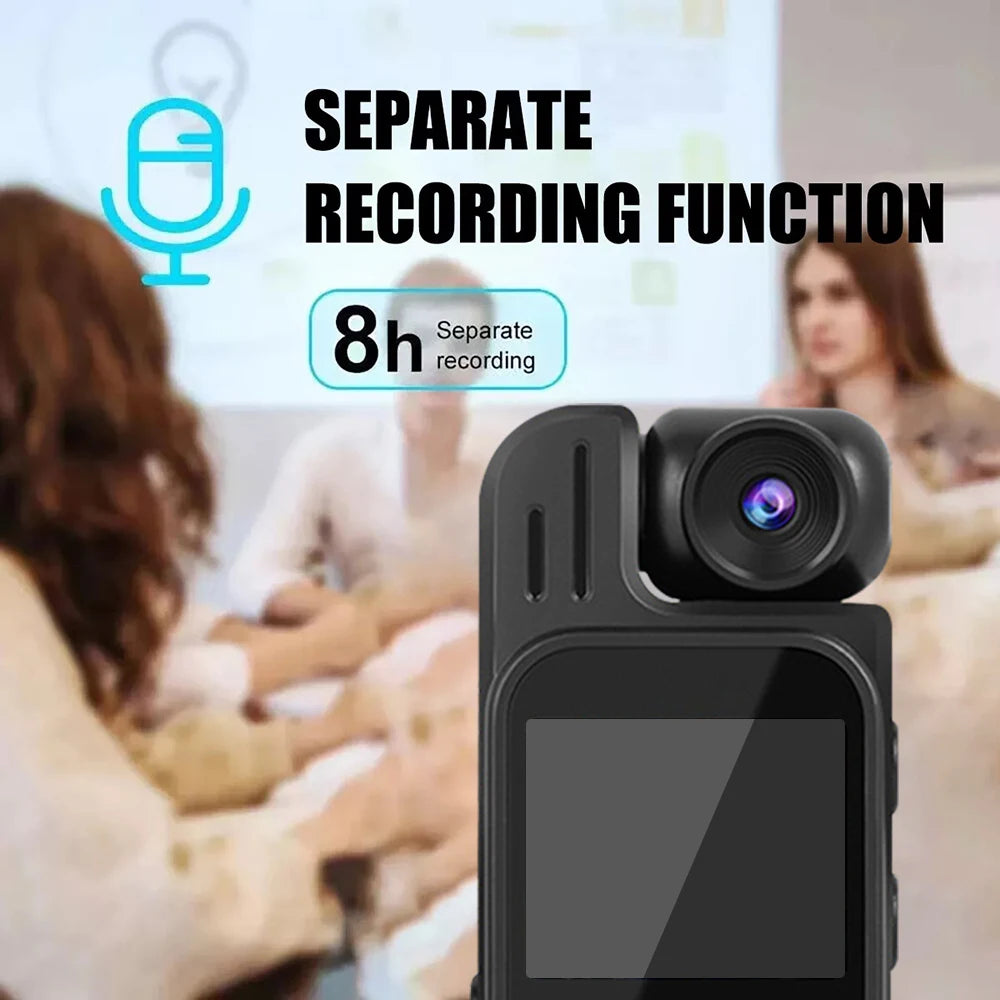 1080P Mini Camera with Infrared Night Vision & 180° Rotating Lens — Portable Body Camera with 1.3-inch Screen, Type-C, 1200mAh, Supports up to 128GB