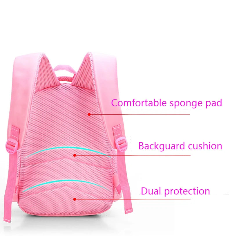 Pink Cute Cat Kids Backpack for Girls — Waterproof Kindergarten & School Bag (Ages 7-13)