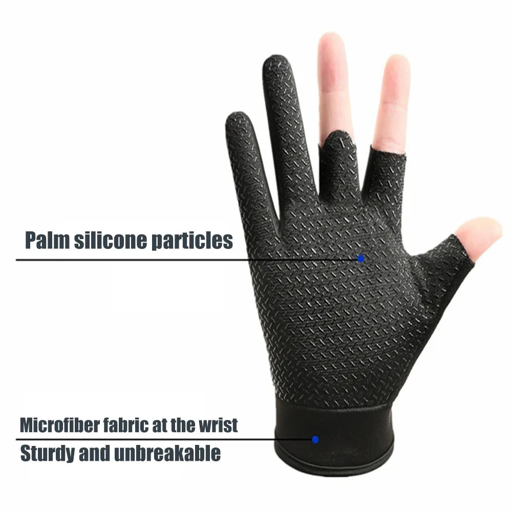 Half-Finger Fishing Gloves Fingerless Anti-Slip Outdoor Gloves for Anglers and Bikers