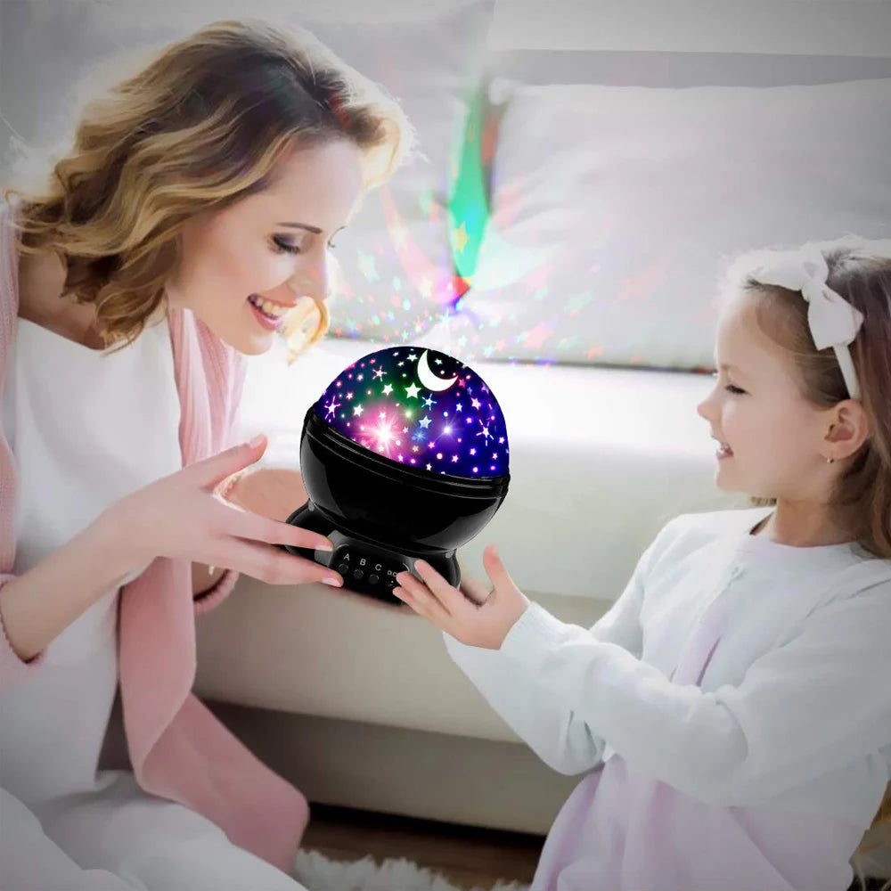Rotating Star Projector Night Light – LED Galaxy & Moon Lamp for Kids Bedroom, Soothing Sleep Light & Gift for Girls and Boys