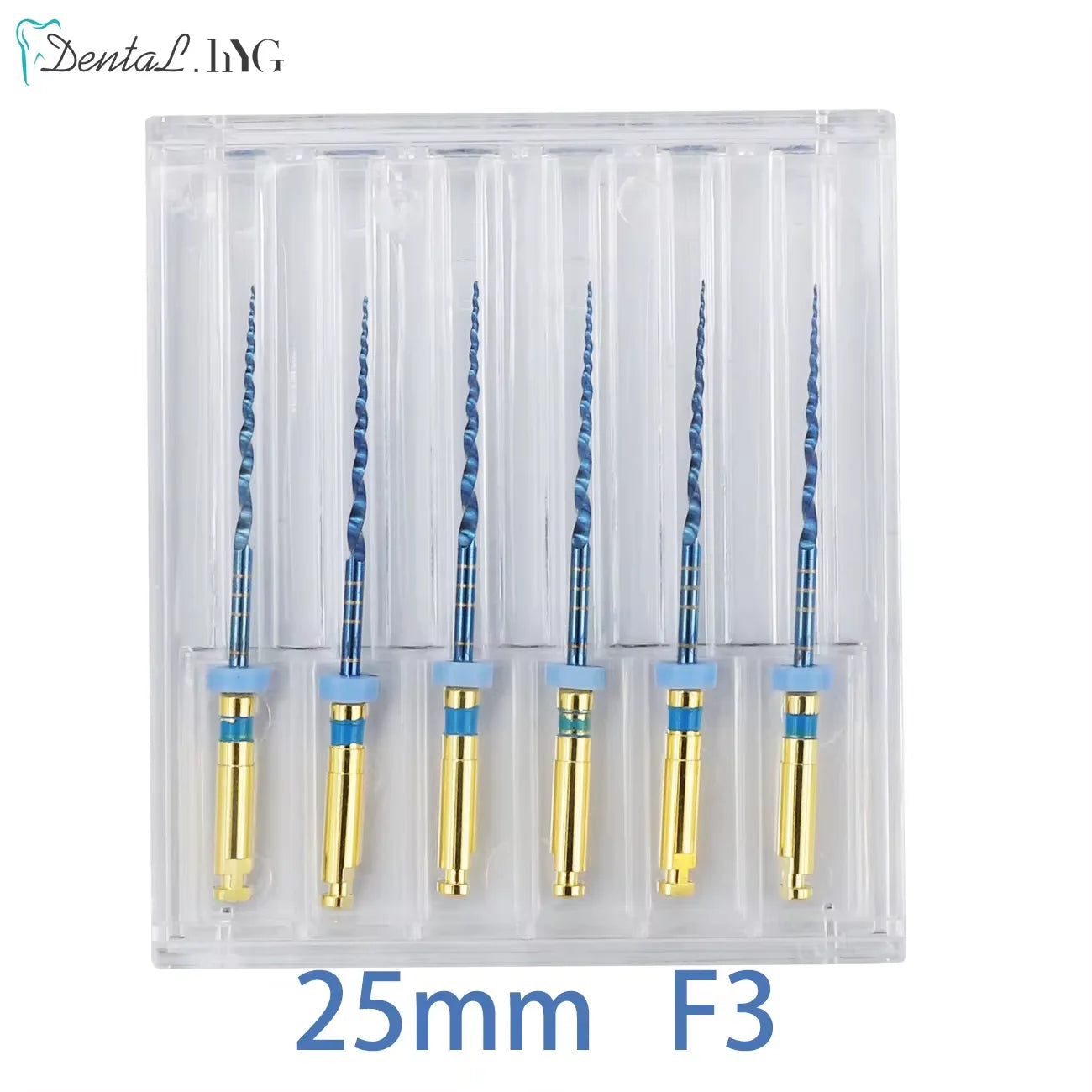Gold-Coated NiTi Rotary Root Canal Files 6-Pack - Endodontic Files 19mm (0.75in) & 21mm (0.83in)