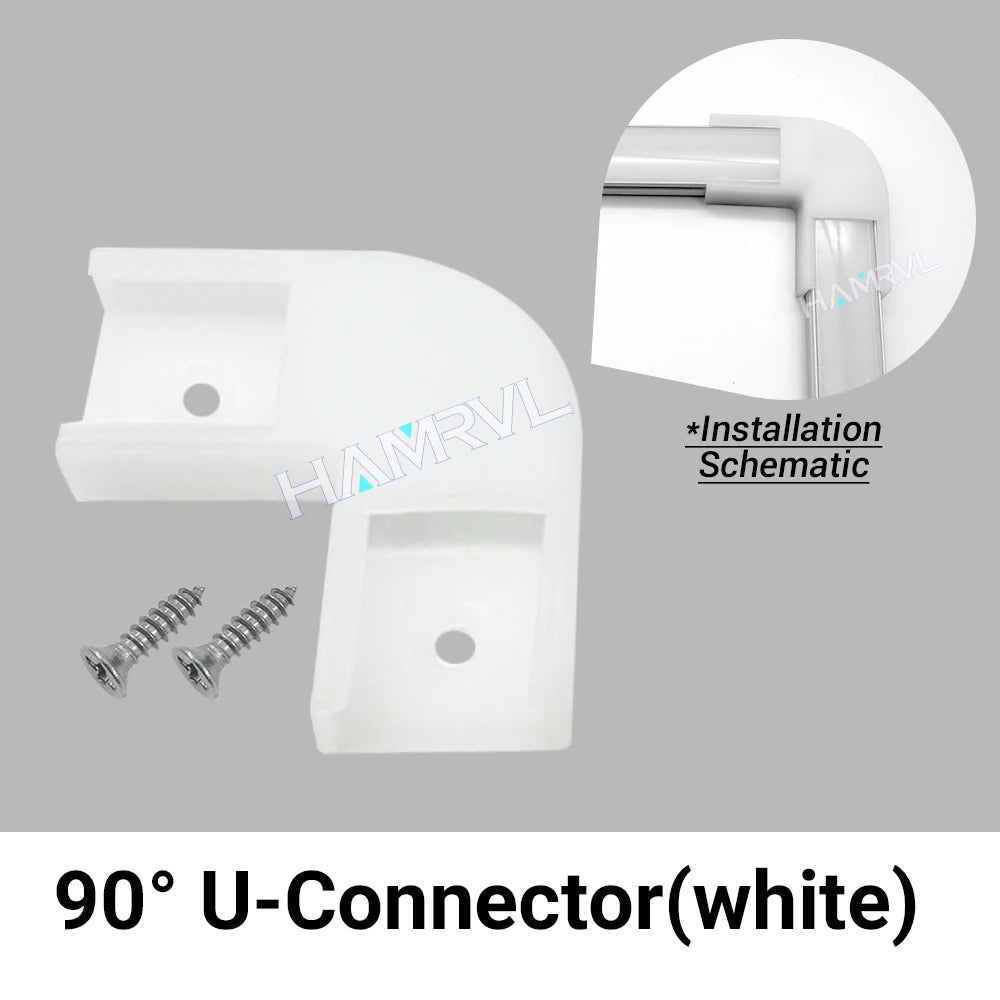 0.5m LED Aluminum Channel Kit 16x16mm - U/V/Y/W Profiles, Black or Silver, 2–30 Pack