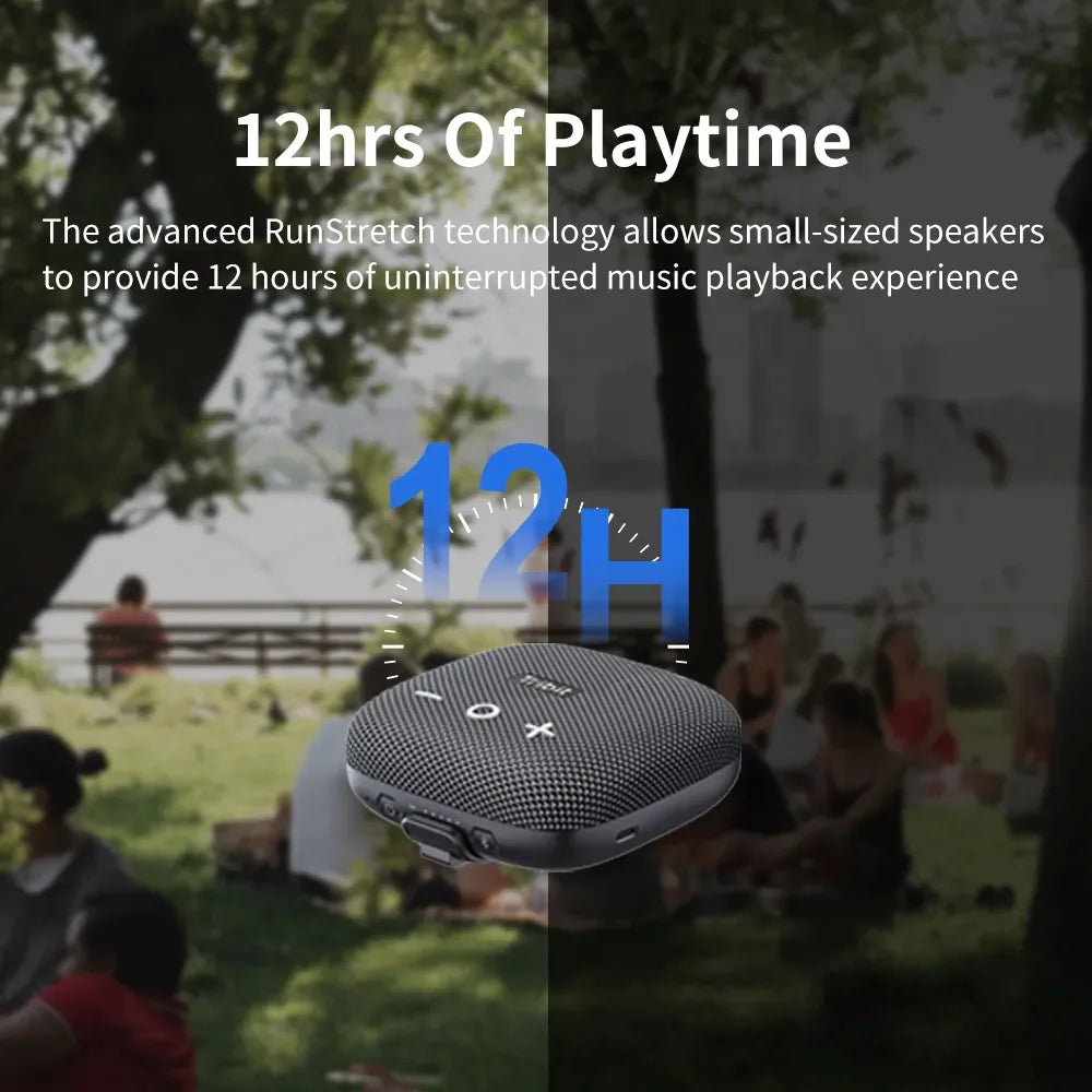Portable Bluetooth Speaker, IP67 Waterproof, 90dB Deep Bass, Bluetooth 5.3, 12-Hour Playtime, Built-In Strap & Powerbank