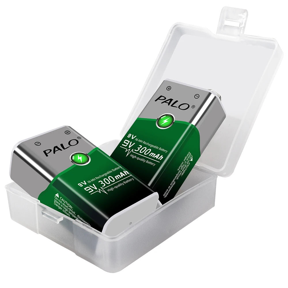 9V Ni-MH Rechargeable Battery 300mAh with Smart Charger — Low Self-Discharge Reusable 9 Volt Battery