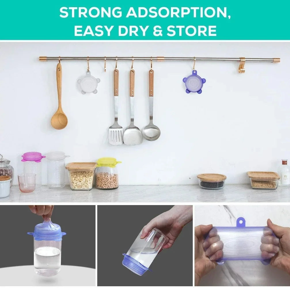 12-Pack Small Silicone Stretch Lids 2.5–3.5 in (6.5–9 cm) BPA-Free Reusable Seal Covers for Mason Jars, Cans & Mugs