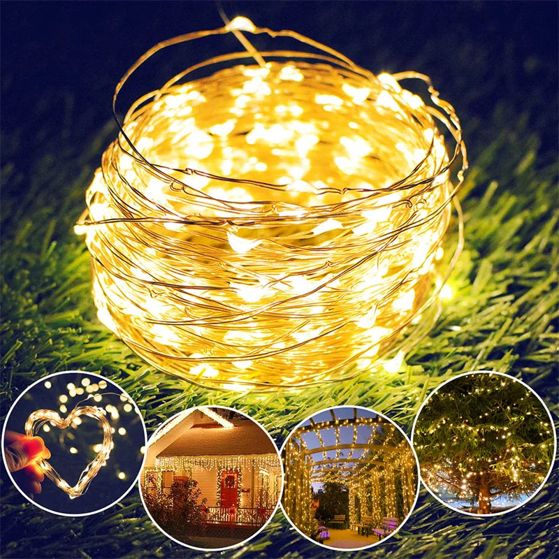 USB Copper Wire Fairy Lights 20m (65ft) 200 LED Outdoor String Lights – USB 5V Warm White & Multi-Color