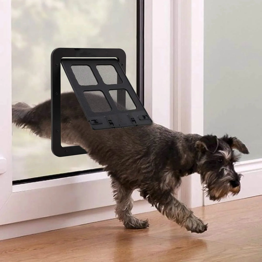Magnetic Lockable Pet Screen Door for Cats & Small/Medium Dogs — Window/Gate Mount, L 24×29 cm (9.4×11.4 in) & XL 37×42 cm (14.6×16.5 in), Easy Install
