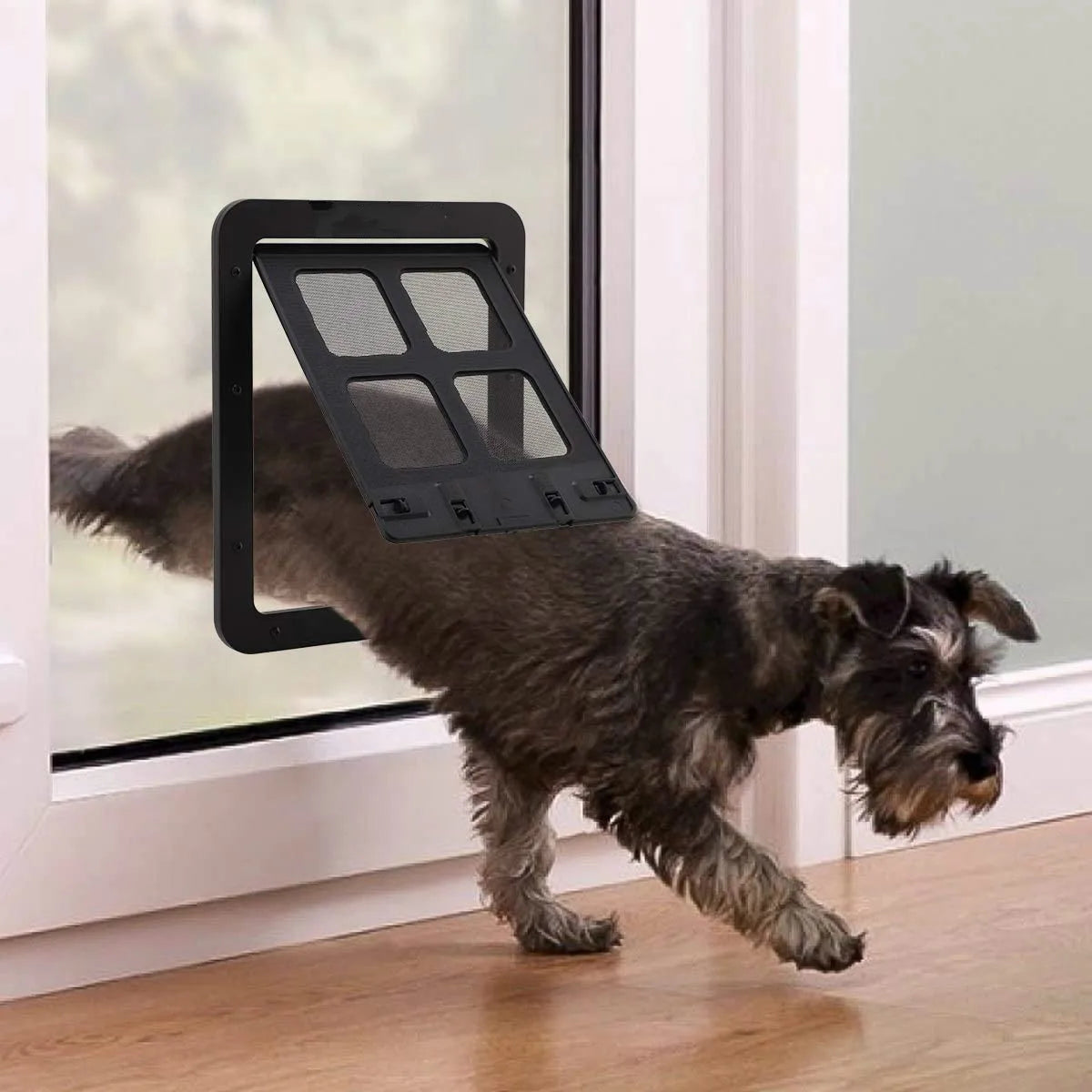 Magnetic Lockable Pet Screen Door for Cats & Small/Medium Dogs — Window/Gate Mount, L 24×29 cm (9.4×11.4 in) & XL 37×42 cm (14.6×16.5 in), Easy Install
