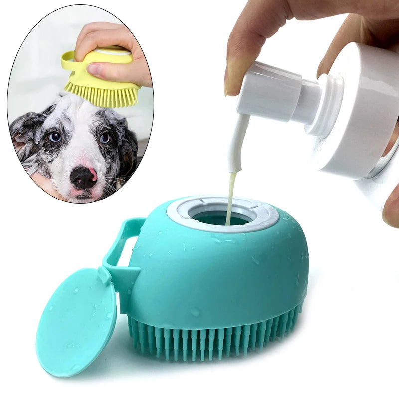 Silicone Pet Bath Massage Glove — Soft Grooming Brush for Dogs, Puppies & Cats