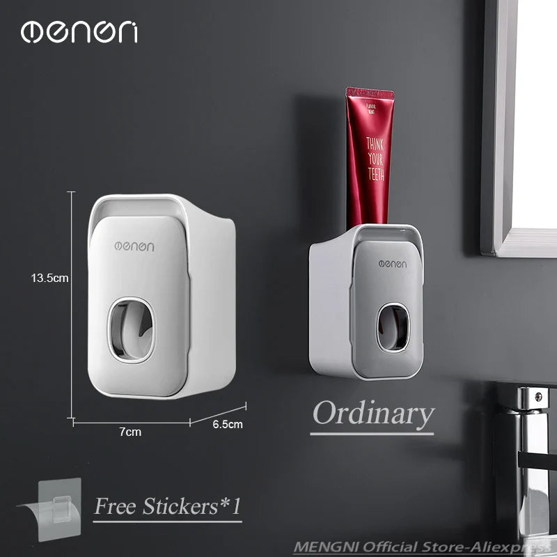 Automatic Wall-Mounted Toothpaste Dispenser & Toothbrush Holder – Punch-Free Bathroom Organizer