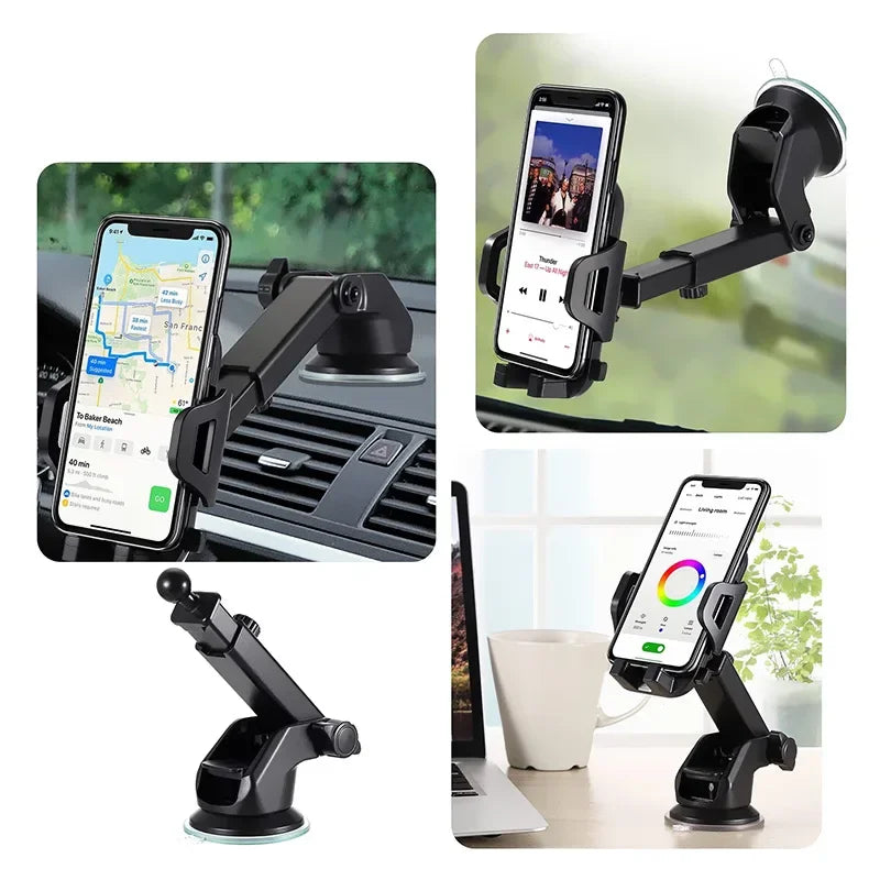 Universal Car Phone Holder - Dashboard, Windshield & Air Vent Mount with Suction and Gravity Grip for iPhone Samsung Xiaomi