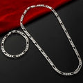 925 Sterling Silver 4mm Chain Necklace & Bracelet Set - Unisex Wedding Party Jewelry Gift