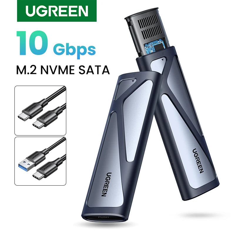 M.2 NVMe SATA SSD Enclosure USB-C 3.2 Gen2 10Gbps Tool-Free Fits 2230/2242/2260/2280 Up to 8TB Aluminum Case with Silicone Sleeve