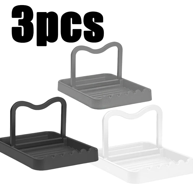 1-3 Pack Foldable Spatula & Pot Lid Holder - Multifunctional Upright Kitchen Draining Rack Wave Anti-Slip Organizer