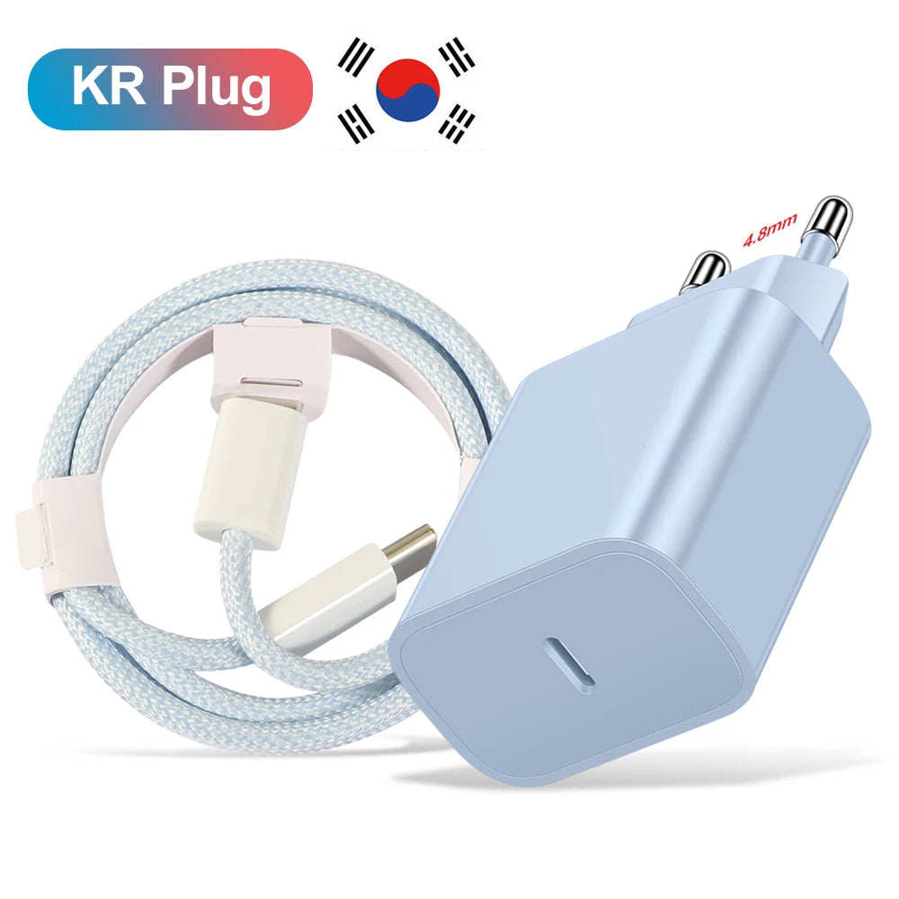 20W USB-C PD Fast Charger with USB-C Cable — 1-Port Wall Adapter for iPhone 15, Samsung S23 Ultra, Xiaomi Redmi Note 12
