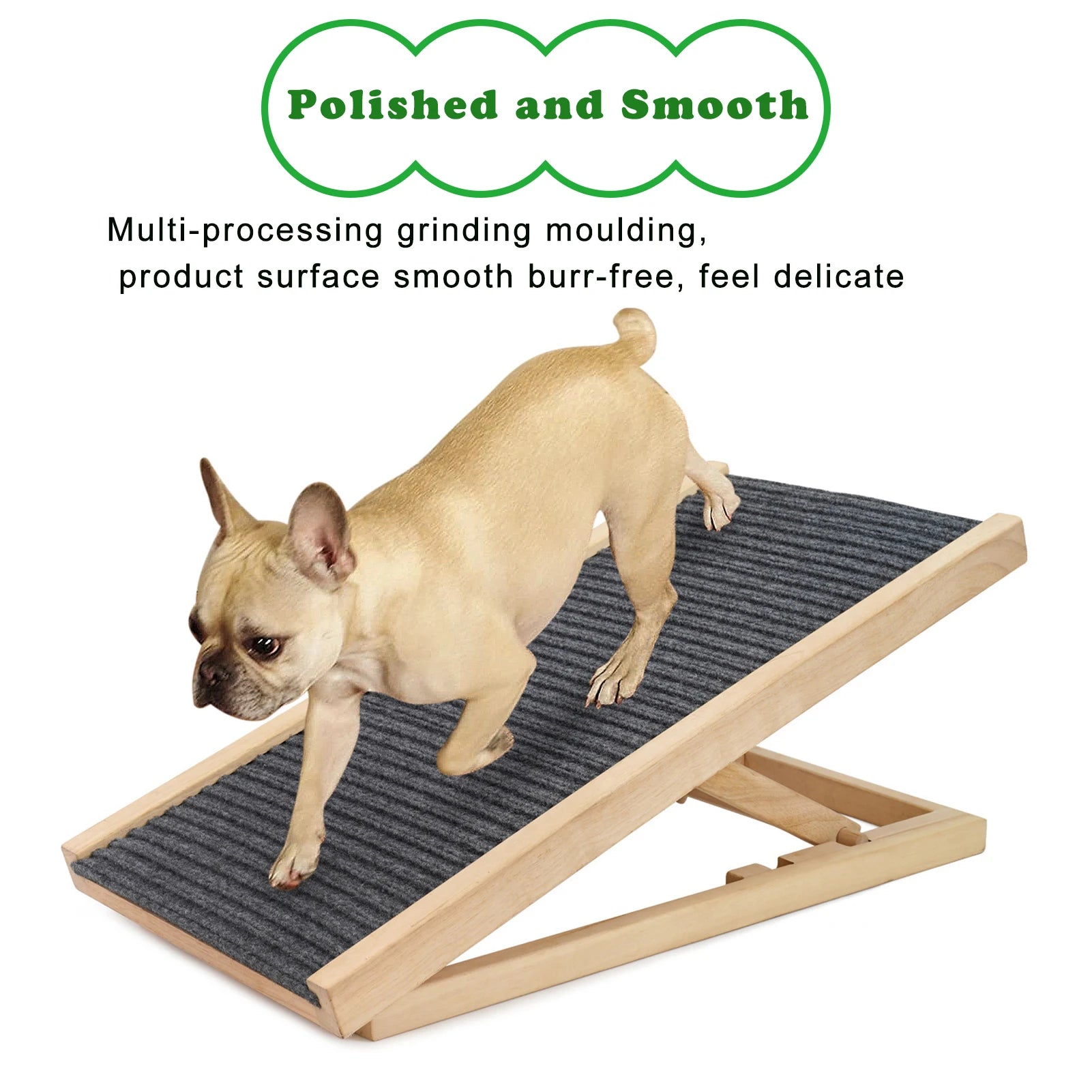 Adjustable Wooden Pet Ramp for Couch & Bed – Foldable 2‑Step/4‑Step Non‑Slip Carpet Ramp for Dogs & Cats (70/100 cm | 27.6/39.4 in)