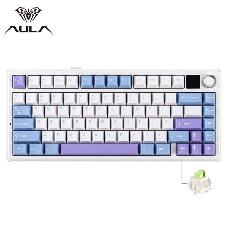 75% Hot-Swap Mechanical Gaming Keyboard – 82‑Key PBT, Wired/2.4G/Bluetooth RGB with TFT Screen