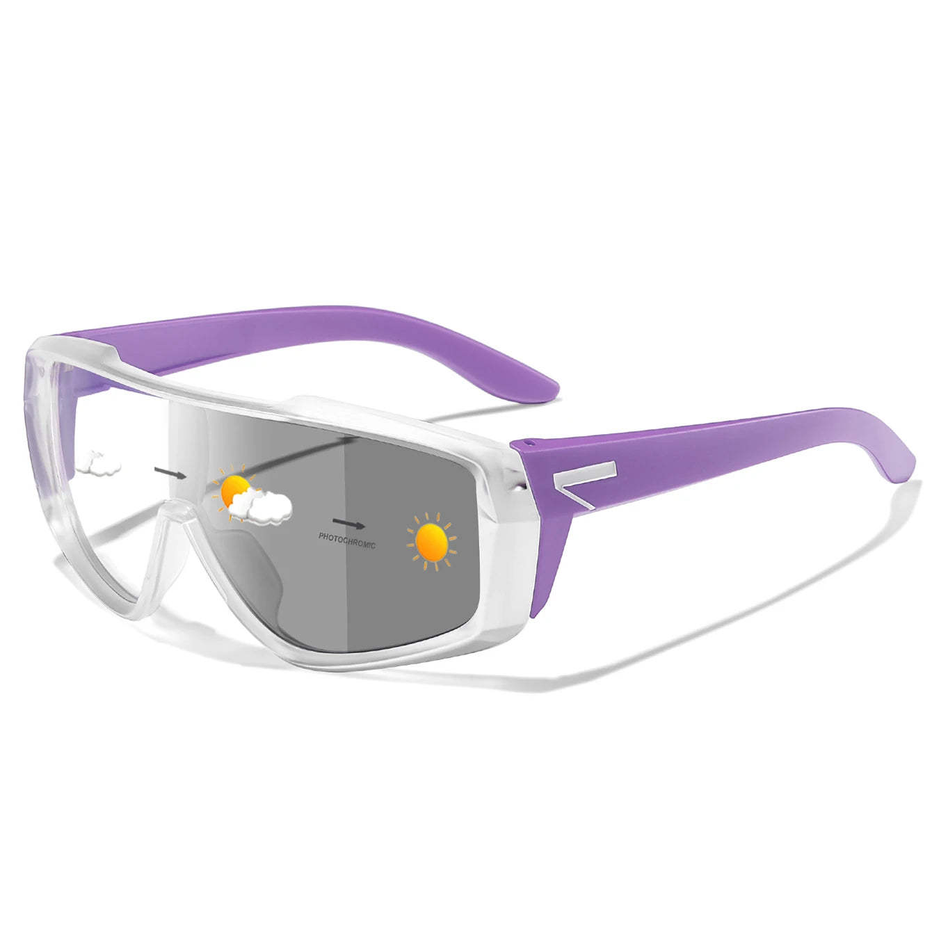Unisex Photochromic Road Bike Sunglasses - Polycarbonate Lenses, 142 mm (5.6 in) W x 58 mm (2.3 in) H