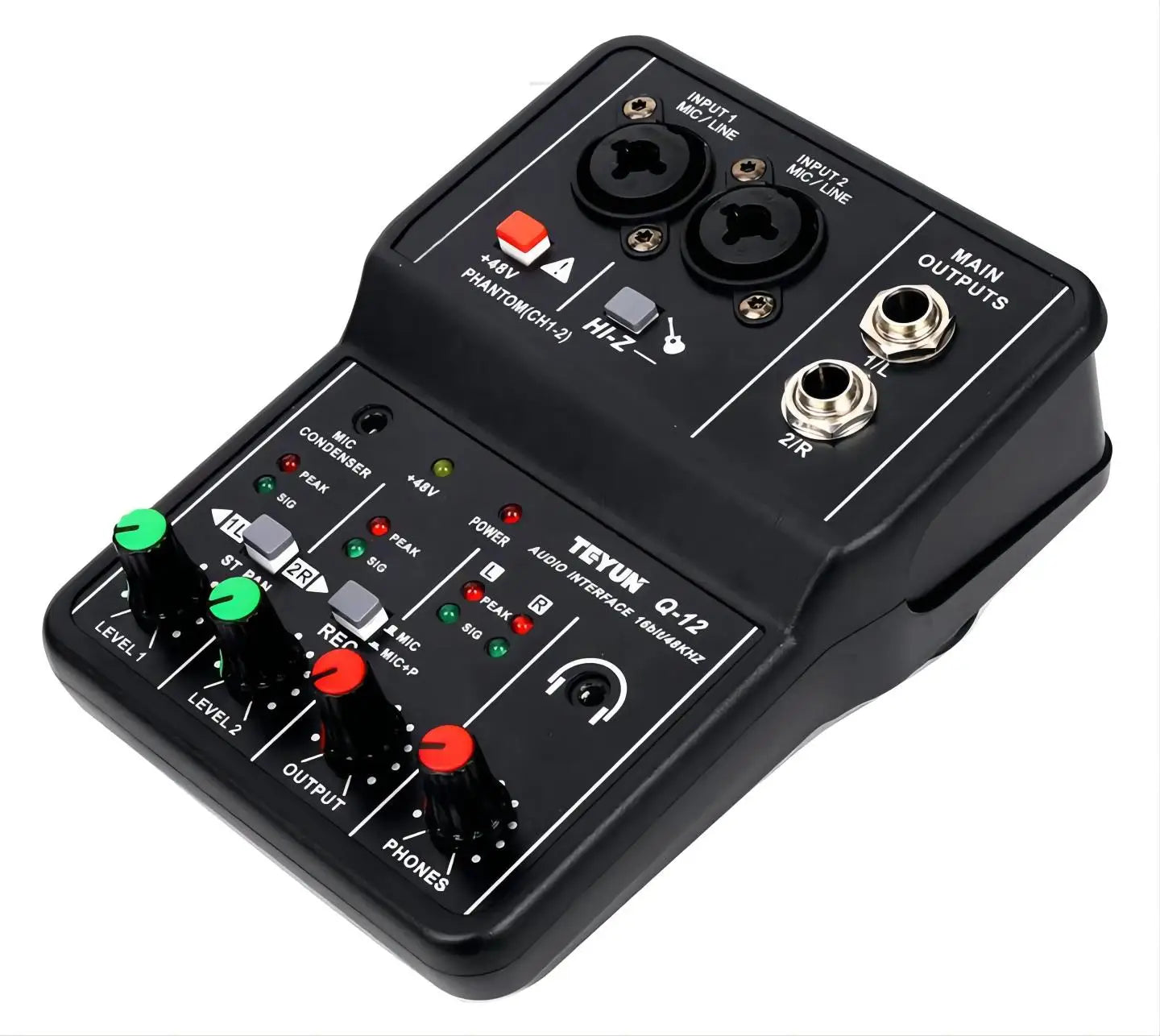 Professional USB Audio Interface Mixer — Live Preamplifier Sound Card for Studio Recording, Channel Monitoring, Guitar & Vocals