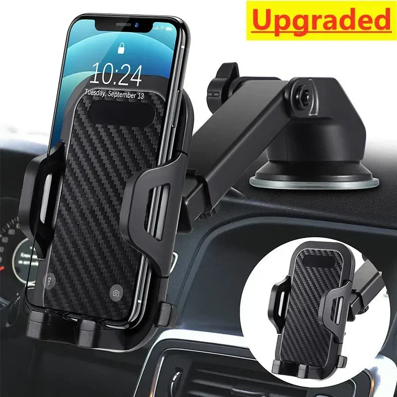 360° Suction Car Phone Mount – Dashboard, Windshield & Vent Holder with Telescopic Arm, One-Hand Operation, Fits 4–7 in (10–17.8 cm)