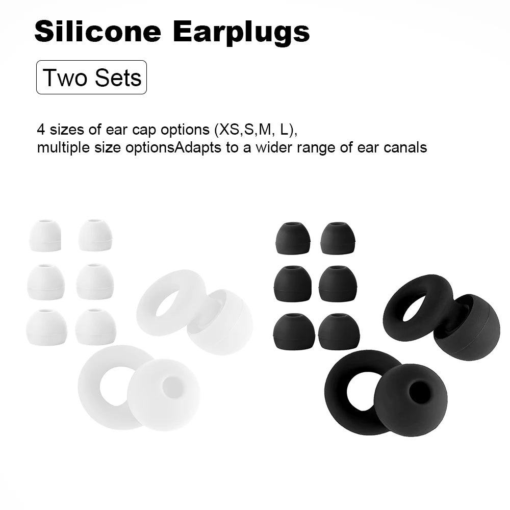 Silicone Earplugs 4 Pairs - Reusable Hypoallergenic Ear Plugs for Swimming & Sleep Noise Reduction (XS S M L)