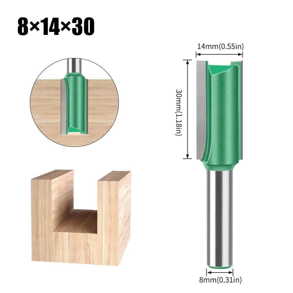 Tungsten Carbide Router Bit 3-20mm (0.12-0.79 in) Diameter, 8mm (0.315 in) Shank, Single/Double Flute Straight Bit for Woodworking