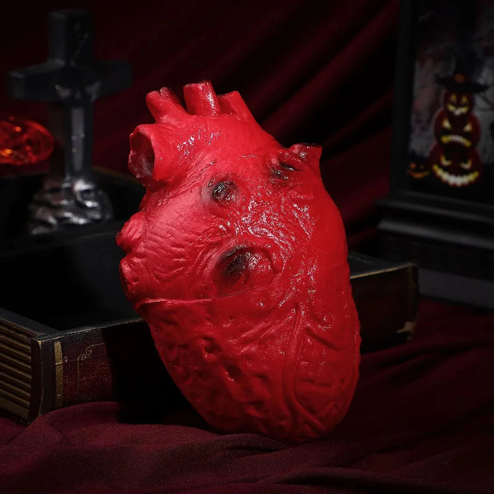 Lifelike Bloody Human Heart Prop, Life-Size Rubber Halloween Decoration, Severed Gory Body Part