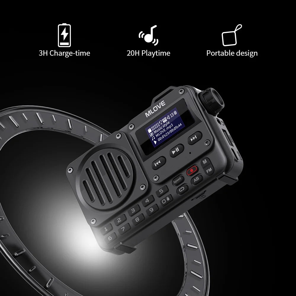 Portable Bluetooth Speaker with FM Radio, LCD Display, AUX, USB & MicroSD Playback — 8W, 20‑Hour Battery