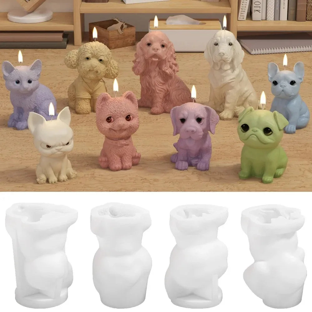 DIY Dog Silicone 3D Mold for Candles, Resin, Soap & Fondant — 3.0×2.2×2.2 in (7.5×5.5×5.5 cm)