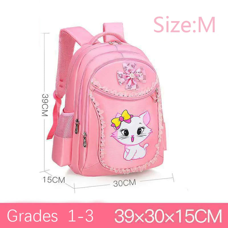 Pink Cute Cat Kids Backpack for Girls — Waterproof Kindergarten & School Bag (Ages 7-13)