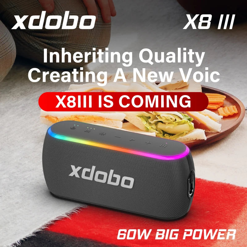 Bluetooth 5.3 Portable Speaker 60W Deep Bass IPX7 6600mAh Power Bank Wireless Subwoofer for Outdoor Party & Camping