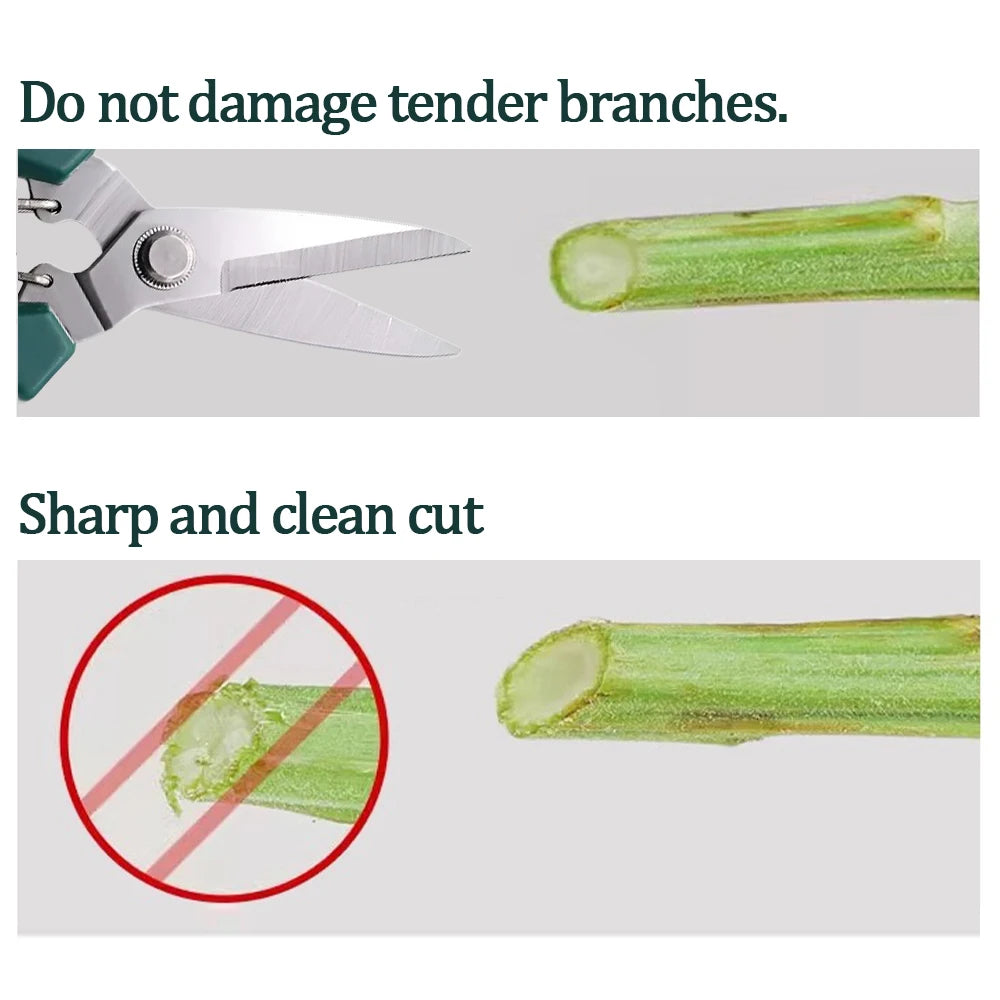 190mm (7.5 in) Straight Pruning Shears Stainless Steel Non-Slip Handle Garden Scissors for Bonsai & Fruit Trees