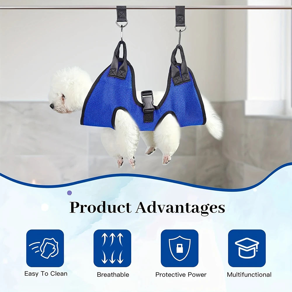 Pet Grooming Hammock for Cats & Small Dogs - Nail Trimming Restraint Bag with Hook Fastener, Anti-Scratch Grooming Aid