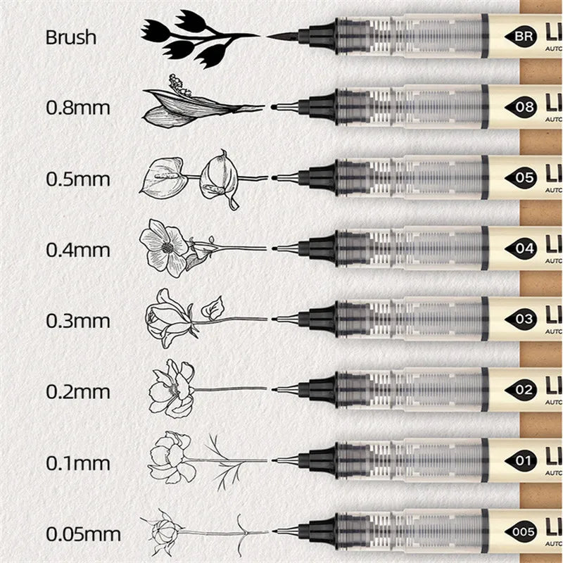 Big Capacity Waterproof Brush Pen Marker - Pigment Ink for Sketching, Comics & Calligraphy - Single
