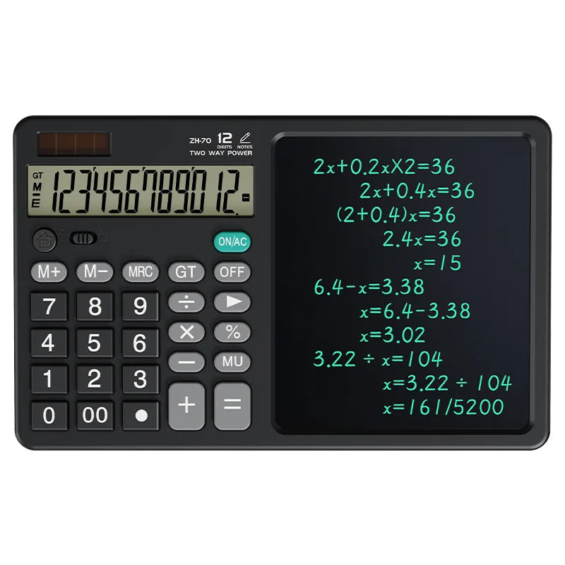 Silent Desktop Solar Calculator 12-Digit — Office, Accounting & School Teacher Calculator