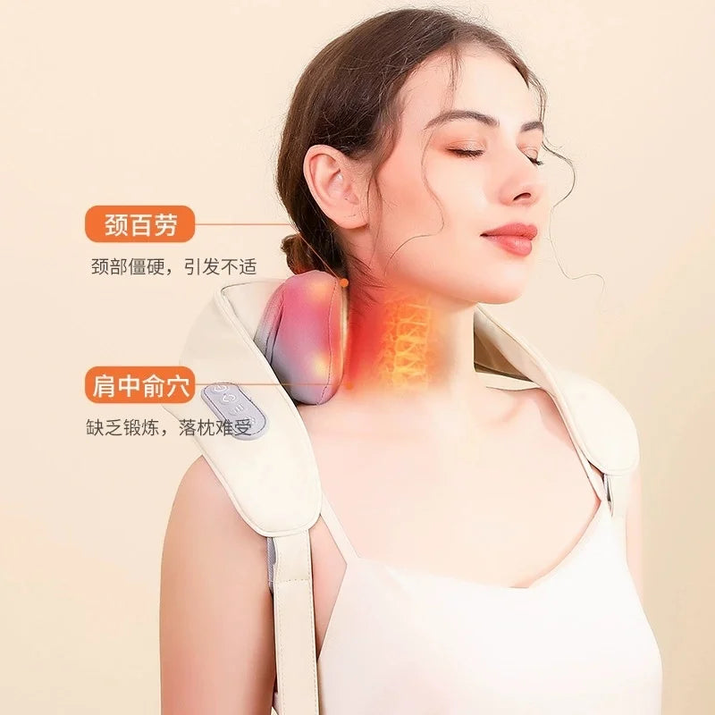 Portable Electric Neck & Shoulder Massager with Hot Compress for Muscle Pain Relief