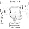 Christmas Moose Glass Mug 8oz (240ml) Reindeer Head Holiday Drinkware 1/2/3-Pack