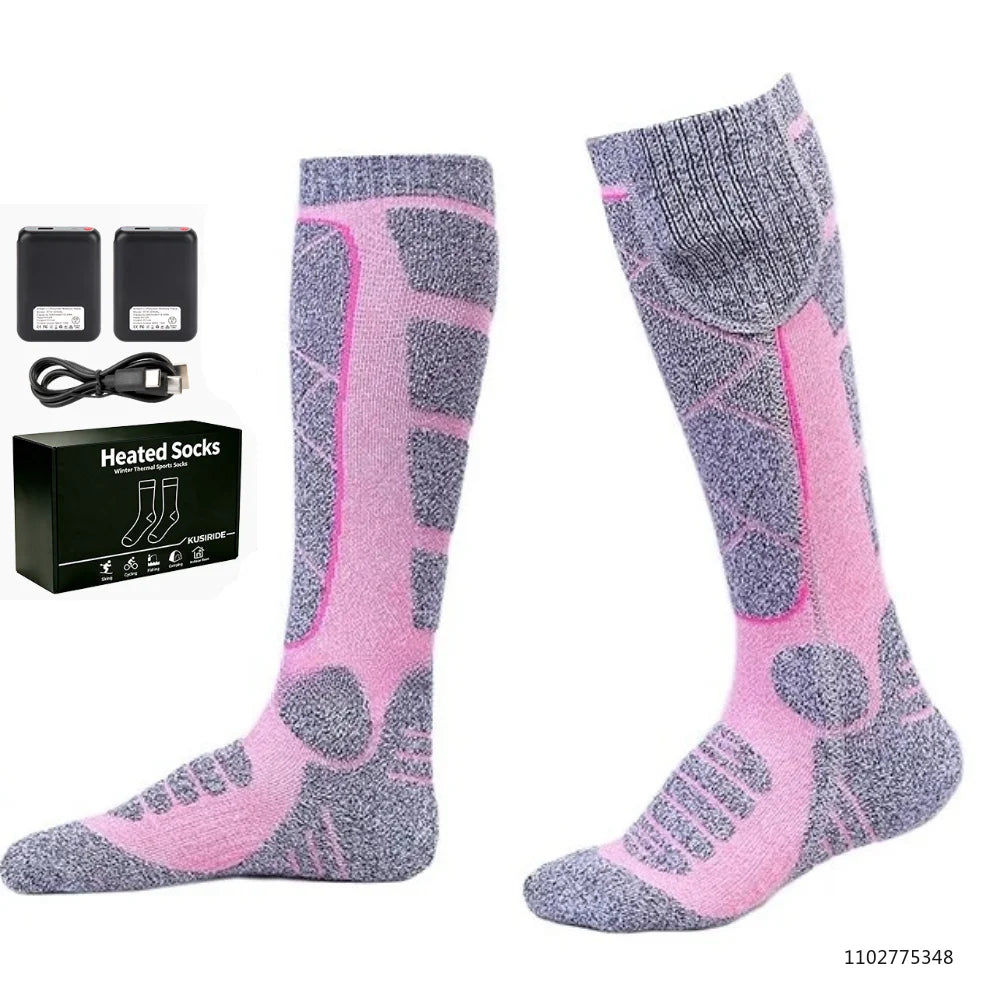 Rechargeable Heated Socks 6000mAh Electric Thermal Ski & Snowboard Foot Warmers for Winter Outdoor Sports