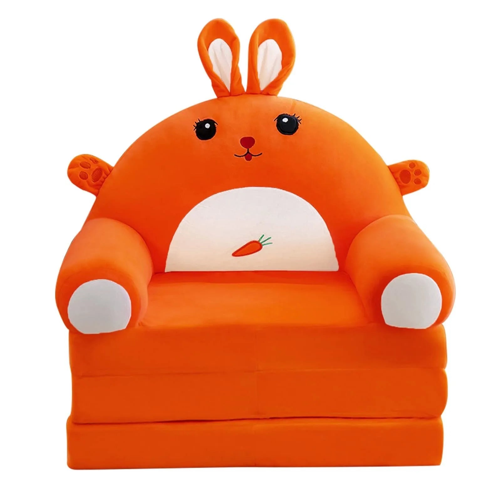 Plush Foldable Kids Sofa Bed 2-in-1 Cartoon Armchair with Removable Washable Cover