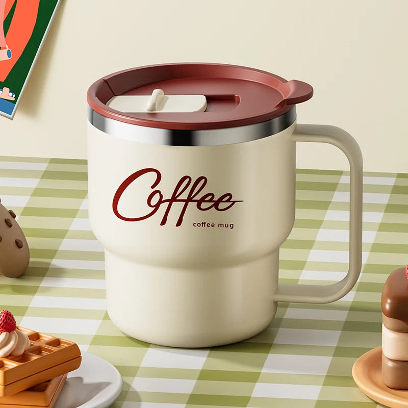 400ml (13.5oz) Double-Layer Insulated 304 Stainless Steel Coffee Mug – Sealed Travel Tumbler for Hot & Cold Drinks