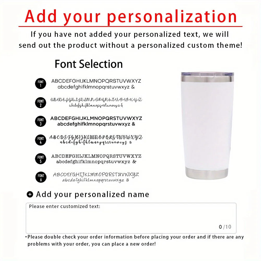 Personalized Engraved Stainless Steel Insulated Travel Tumbler - Custom Name Reusable Travel Mug Gift for Men and Women